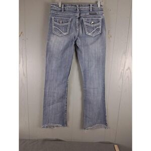 Cowgirl Tuff Jeans Womens‎ 29x35 Distressed Bootcut Western Barbed Wire Pockets